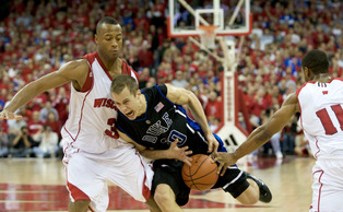 12/1/09--MADISON, Wisconsin-Duke vs. Wisconsin Men's Basketball: The Wisconsin Badgers crushed the Duke Blue Devils 73-69 Wednesday night at the Kohl Center. Photo by Chase Olivieri 12/1/09--MADISON, Wisconsin-Duke vs. Wisconsin Men's Basketball: The Wisconsin Badgers crushed the Duke Blue Devils 73-69 Wednesday night at the Kohl Center. Photo by Chase Olivieri