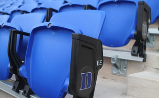 The new blue seats will give fans a more comfortable viewing experience inside Wallace Wade Stadium. The new blue seats will give fans a more comfortable viewing experience inside Wallace Wade Stadium.