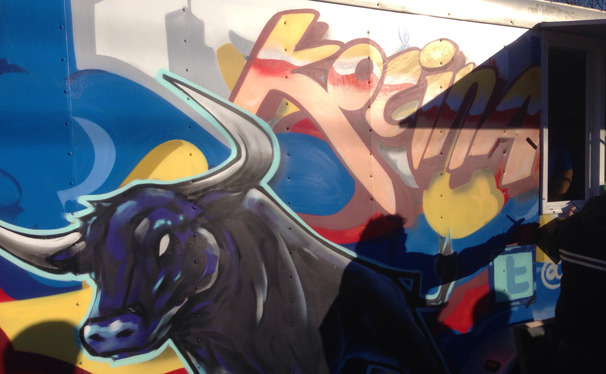 Mural on the side of Kocina, a pan-Southern American cuisine food truck.