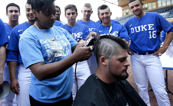 The Blue Devil baseball team shaved their heads to benefit Vs. Cancer, a foundation that contributes to both the local and national fight against cancer.