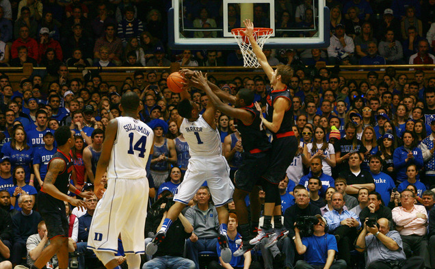 Playing in his first Duke-Maryland game, freshman Jabari Parker scored 23 points, including the go-ahead bucket with 1:05 remaining.