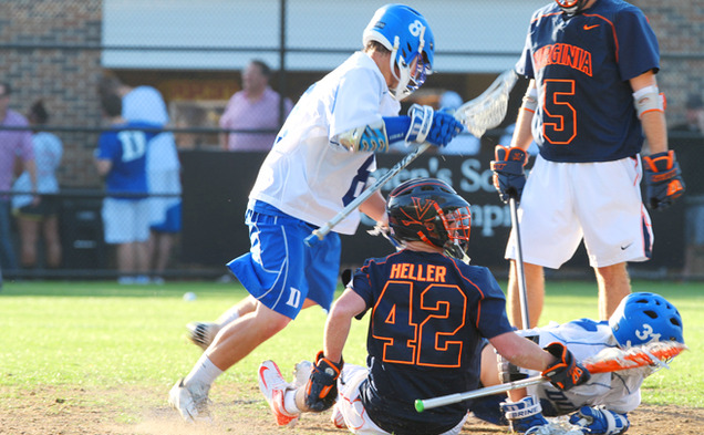 Junior Josh Dionne’s five goals led the Blue Devils to victory in a high-scoring contest.
