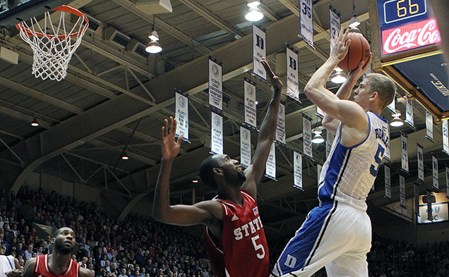 Mason Plumlee made 9-of-11 field goals en route to a 30-point performance to lead Duke to a 98-85 win against N.C. State