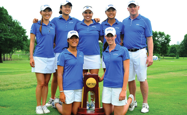 Head coach Dan Brooks led his team back from being down on the front nine in the final round to posing with Duke's sixth championship trophy.