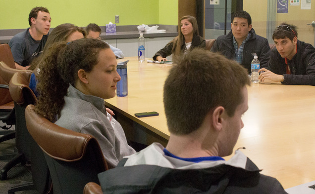 DUSDAC members debrief the results of a survey on food vendors for next year.