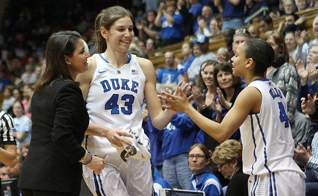Allison Vernerey, Duke’s lone senior, was honored on senior day against North Carolina.