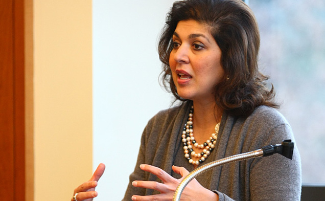 Farah Pandith, first special representative to Muslim communities, encouraged students to help improve relations between them and other religious groups.