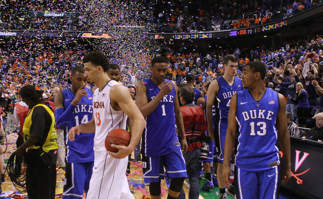 Virginia pulled away late to knock off Duke 72-63 and deny the Blue Devils of their first ACC tournament title in three years.