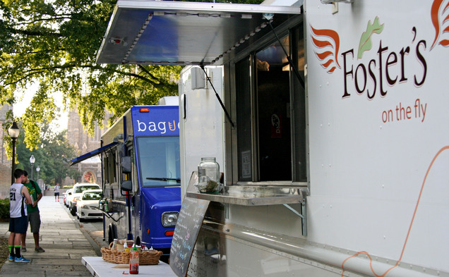 Food trucks, such as Foster's on the Fly and Baguettaboutit, will begin serving during weekday lunch hours.