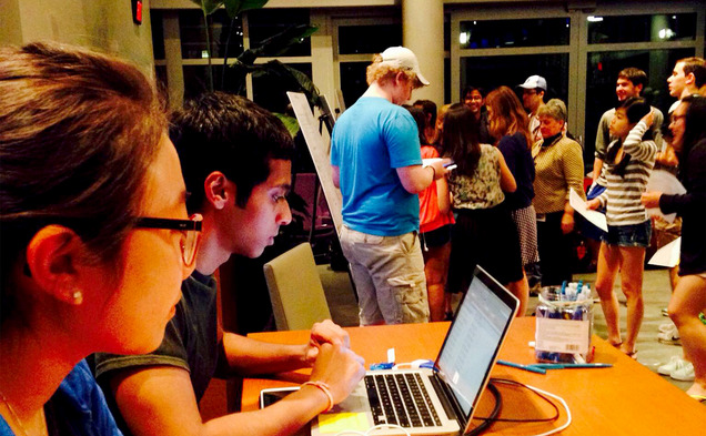 Students wait to select their rooms from the 2014-15 academic year.