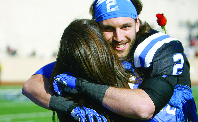 Duke wide receiver Conner Vernon ran routes for scouts Monday at the Pascal Fieldhouse.