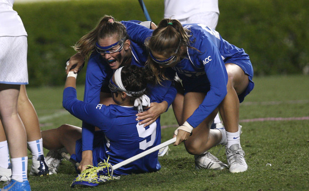 The Blue Devils closed out the regular season in thrilling fashion when Kerrin Maurer found the back of the net with 26 seconds left in double-overtime to beat rival North Carolina.