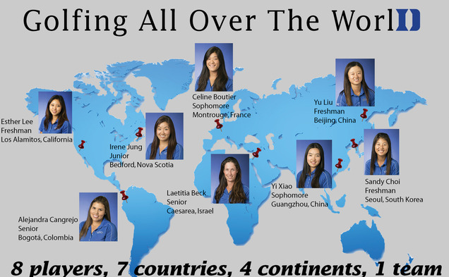 Representing seven countries, this year's Duke women's golf squad may be one of the most geographically diverse teams in the history of Duke athletics.