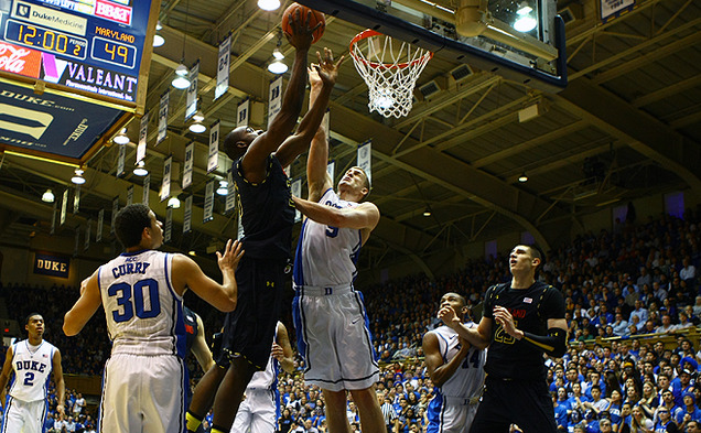 Mason Plumlee held Maryland's Alex Len to just eight points when these two teams first met.