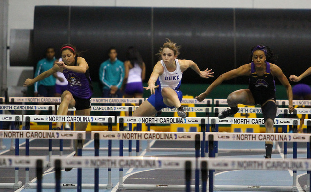 Senior Hannah Goranson broke the school record in the 100-meter hurdles Sunday at the Virginia Challenge.