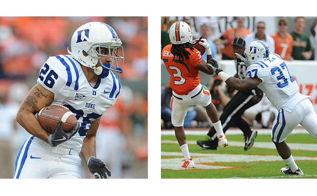 After graduating Duke last year, Johnny Williams and Donovan Varner spent time away from football but returned to workout again for scouts at Monday's Pro Day in the hopes of playing professionally.