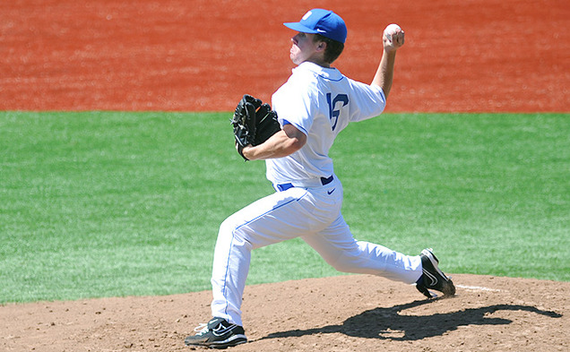 Robert Huber threw a complete game Sunday in the Blue Devils’ win against the Terrapins, striking out six while allowing three runs on five hits.