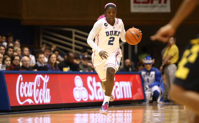 Sophomore Alexis Jones scored 22 points as the Blue Devils snapped a two-game home losing skid by defeating Maryland.