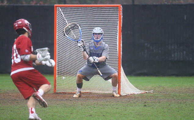 With Luke Aaron in net, the Blue Devils will take the first step toward repeating as NCAA champions Sunday against Air Force.