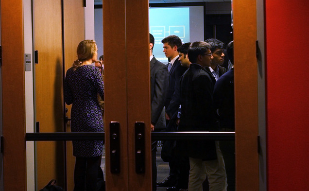 Students attend a recruitment session in the hopes of getting a job.