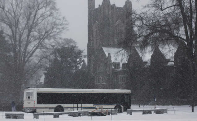 It was announced this morning that busses will not be running for the remainder of the day.