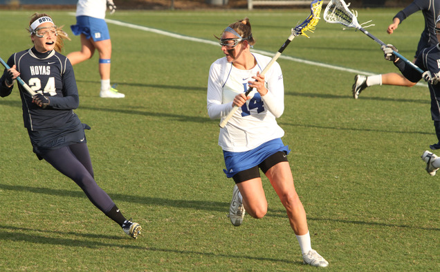 Taylor Trimble's fifth hat trick of the season helped the Blue Devils come from behind to beat High Point.