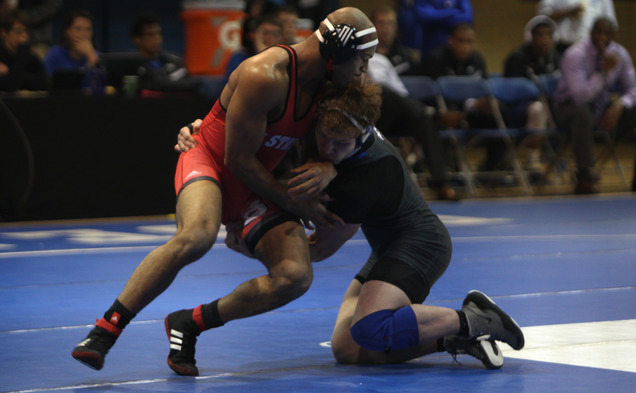 Redshirt sophomore Conner Hartmann opened his fifth-place run at the NCAA Championships with two victories against ranked opponents.