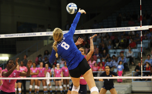 Senior Chelsea Cook notched six blocks for Duke as the Blue Devils upended No. 10 North Carolina to win its 10th straight game.